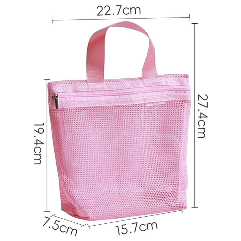 

Zipper Design Mesh Shower Tote Bag Travel Toiletry Swimming Organizer Cosmetic Storage Bag Portable Carry Handle Shower Bag 19x15cm розовый