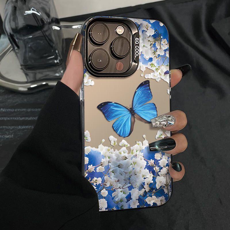 Deep Blue Butterfly Phone Case for Apple iPhone 13, 14, 15 Pro Max, 16 Pro, 17