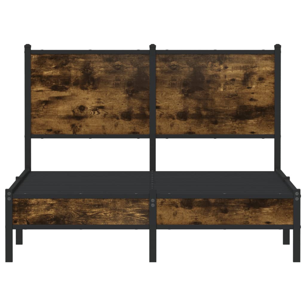 Metal Bed Frame without Mattress Smoked Oak Finish 120x200 cm