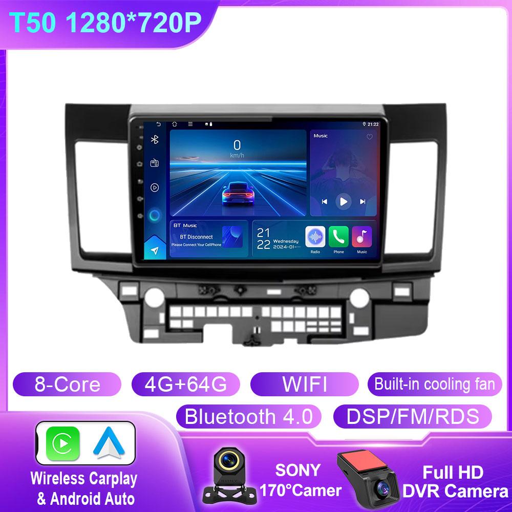 For MITSUBISHI LANCER 9 10 X 2008 2009 2010 2011 - 2016 Car Android 14 Car Radio Stereo Audio GPS Player Carplay Auto Screen 4G