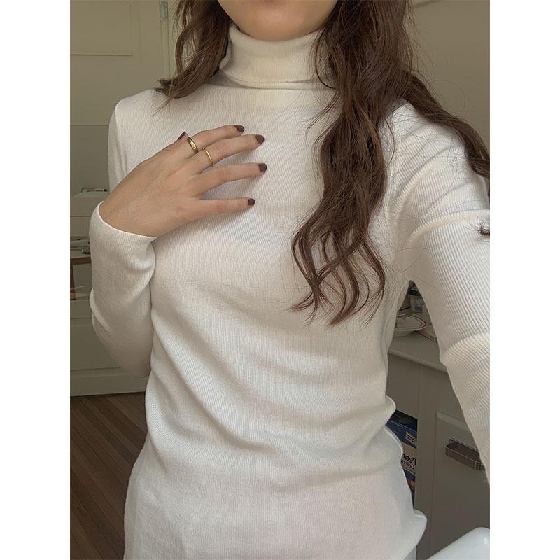 

Женский сплошной цвет длинный рукав высокий воротник кашемир вязание базовое пальто зимний новый пуловер с длинным рукавом