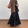 Velvet High Waist Retro Chinese Style Long Skirt - Plus Size, Autumn/Winter Fashion
