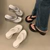 Flip-flop slope heel toe sandals women's outer wear 2025 summer new muffin thick-soled high-heeled casual beach slippers