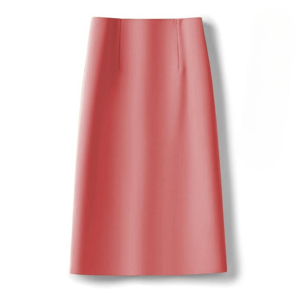 Women's High Waist A-Line Midi Skirt Non-Stretch Commuter Suit Skirt With Back Slit