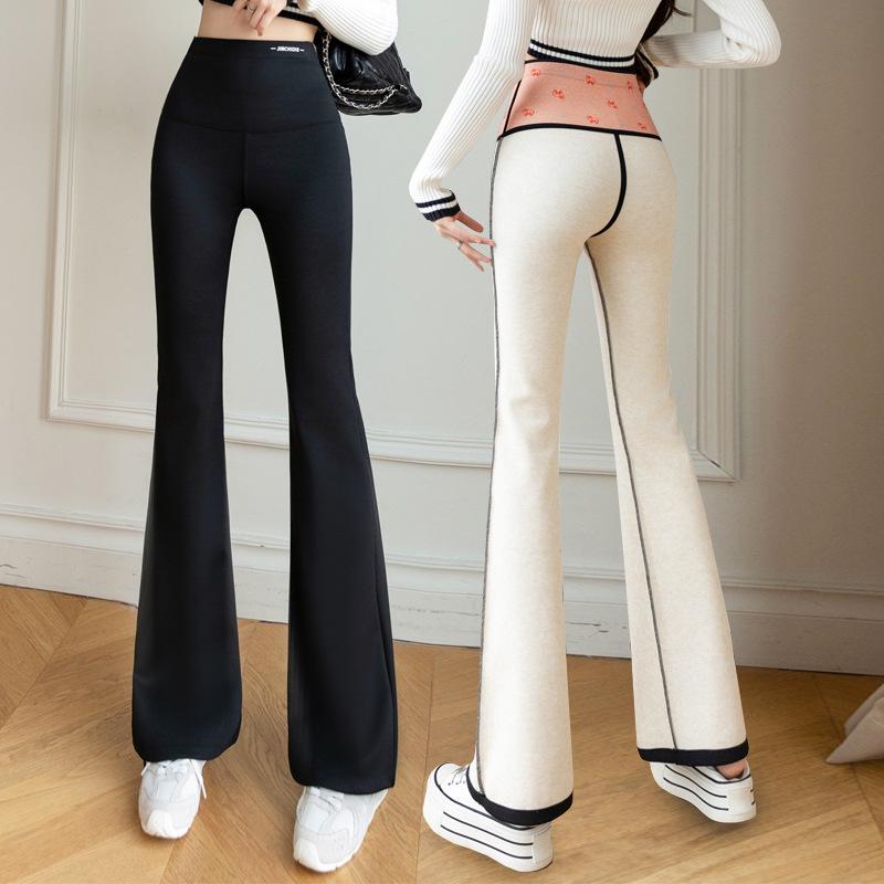 Women's Fleece-Lined High-Waisted Shark Flare Yoga Pants - Plus Size Warm Winter Leggings