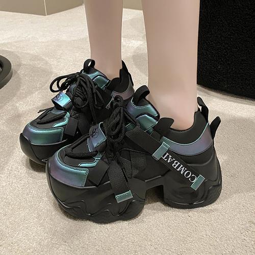 

Модные женские кожаные толстые кроссовки 7 см, новые зимние теплые повседневные спортивные туфли для папы, толстая подошва, меховые зимние туфли, плюшевые кроссовки на высокой платформе 39