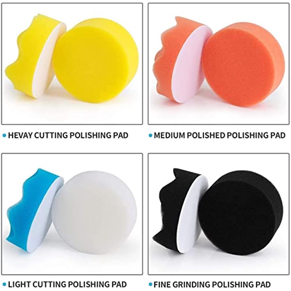 Auto Polishing Pad Kit 3-Inch Buffing Pad 10 Pcs Polishing Pads Kit Car Buffer Polisher Kit Drill Buffing Kit With Drill Adapter For Car Polishing Wa