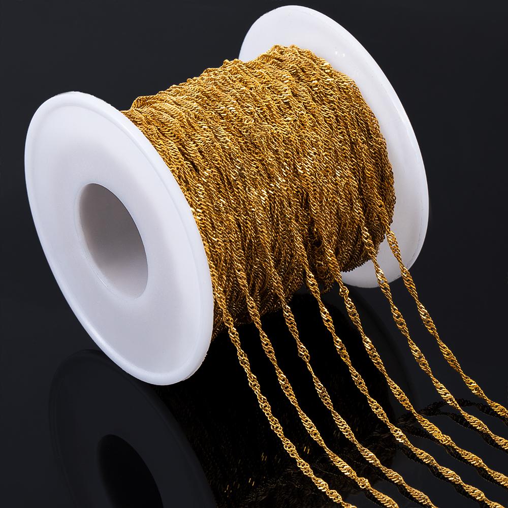 1Meter Stainless Steel Gold Plated 2mm Thin Chain Crossing Oval Necklaces Chain DIY Handmade Bracelets Material Jewelry Findings