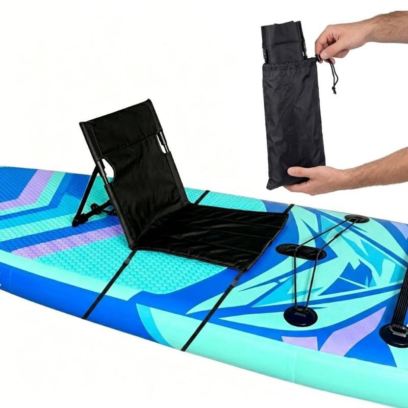 Paddleboard Chair Seat with Padded Back Support, Rod Connection, and Clip Fasteners for Sit-Down Paddling, Outdoor Fishing, and Lake or Beach Outings