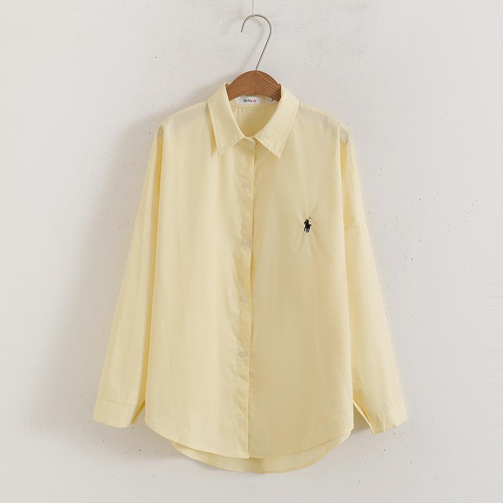 Spurs Embroidered Blue Shirt Women's Long Sleeve Loose Design Shirt
