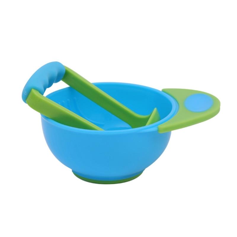 

Baby Food Masher Bowl Toddler Grinding Bowl with Bowl Handle Masher Bowl Set Mill Bowl Vegetable Puree Masher Bowl зелёный/синий
