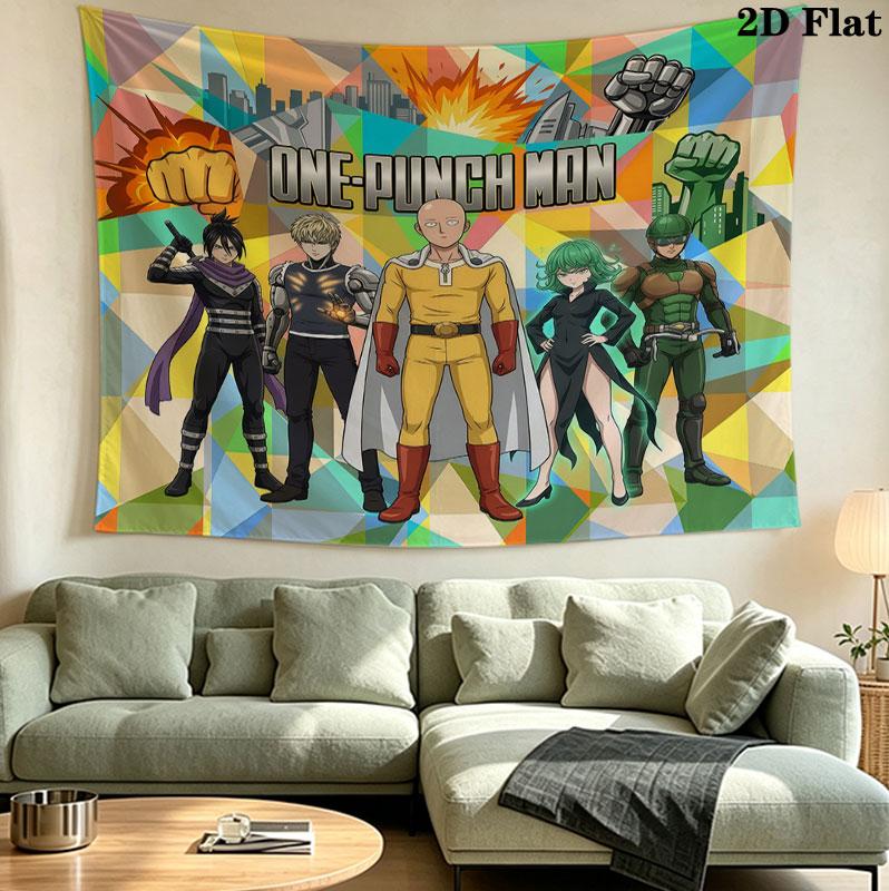 Onepunch Man Wall Tapestry Aesthetic Wall Hanging Printed Fabric Blanket Decorative Tapestries For Bedroom Living Room Home Decor