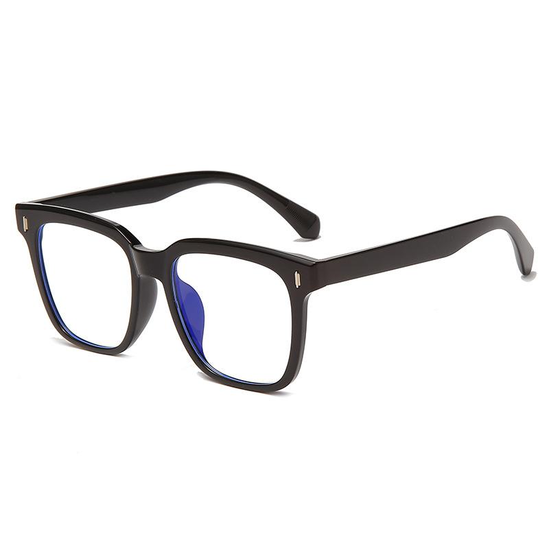 Large Square Plain Flat Glasses, Retro Rivet Myopia Glasses Frame, Men'S And Women'S Ins Anti-Blue Glasses