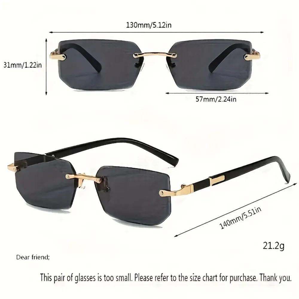 Rimless Sunglasses Rectangle Fashion Popular Women Men Shades Small Square Sun Glasses  For Female male Summer Traveling Oculos