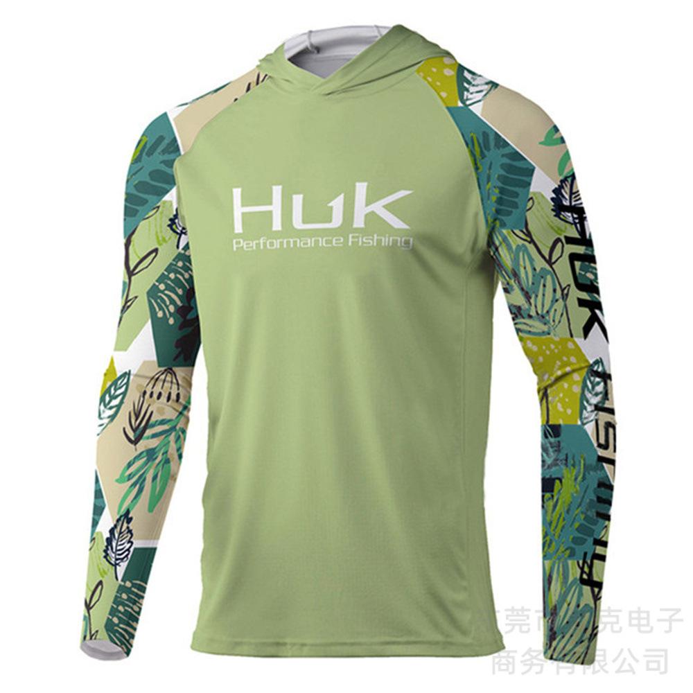 Hooded fishing suit, summer quick-dry long-sleeve men's T-shirt, outdoor sportswear, sun-protection shirt, lure fishing suit, breathable