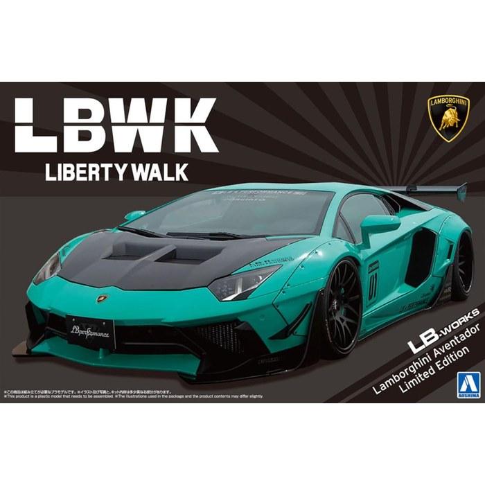 Aoshima 1/24 Liberty Walk Series No. 21 LB Works Lamborghini Aventador Limited Edition Ver. 2 Plastic Model Kit (Molded Color)
