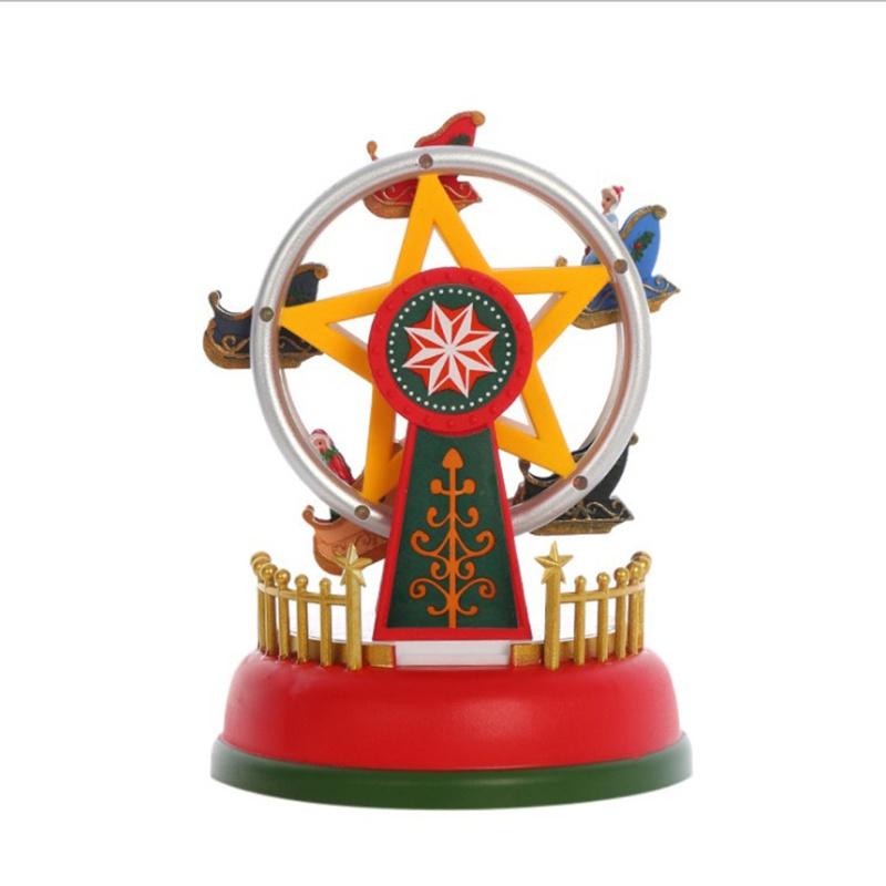 Christmas Mini Music Box Luminous Music Carousel Ferris Wheel Animated Christmas Gift Romantic Desktop Decoration белый