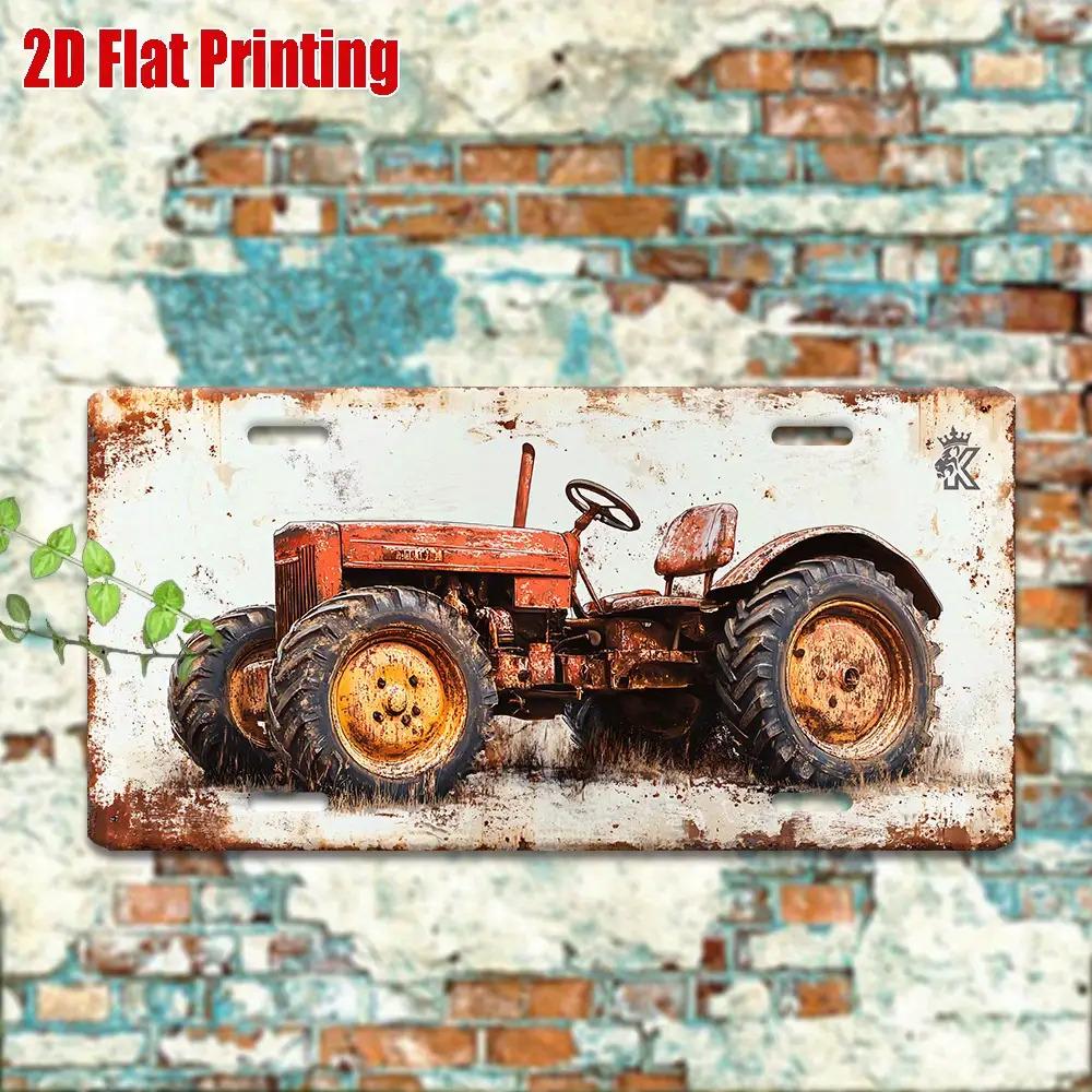 D Flat pc Vintage Red and Black Tractor Metal Wall Art Rustic Aluminum Sign Design  x inch Farmhouse Decor Suitabl 15x30cm(5.9x7.8inch)