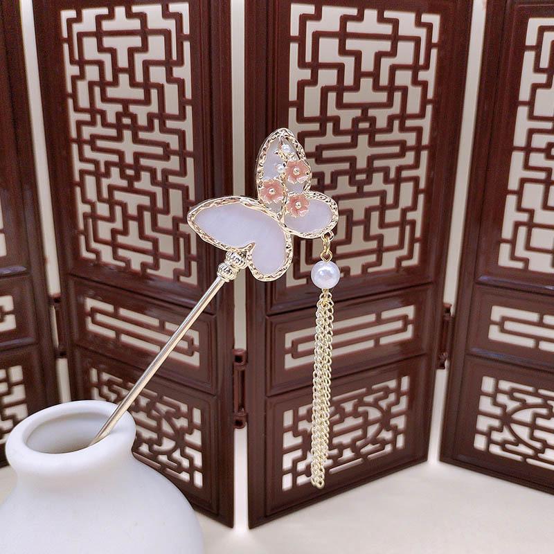 Retro Butterfly Fan Tassel Hairpin for Women: New Style Hanfu Accessory