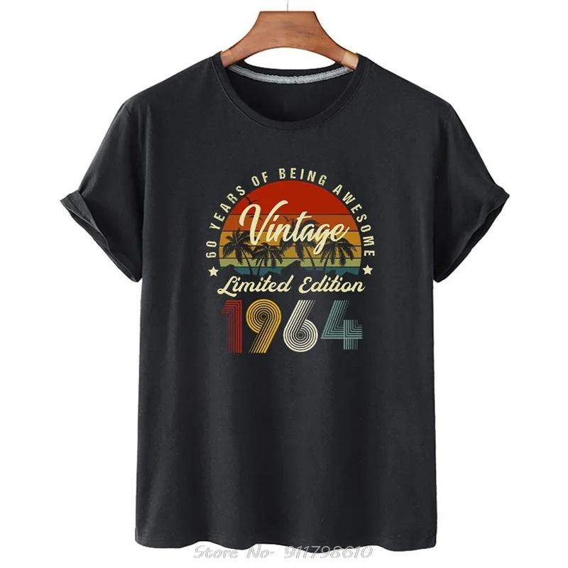 Oversized Birthday Anniversary T-shirts 1964 1974 1984 Family Party Cotton T Shirt Short Sleeve Tshirt Vintage Tee Gift Clothes