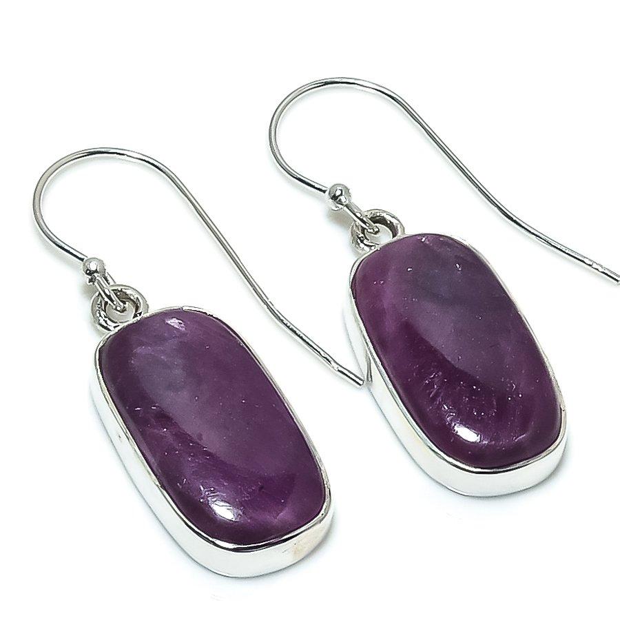 Ruby In Zoisite Handmade Lab-Created 925 Sterling Silver Gift Earring 1.50" I9G03