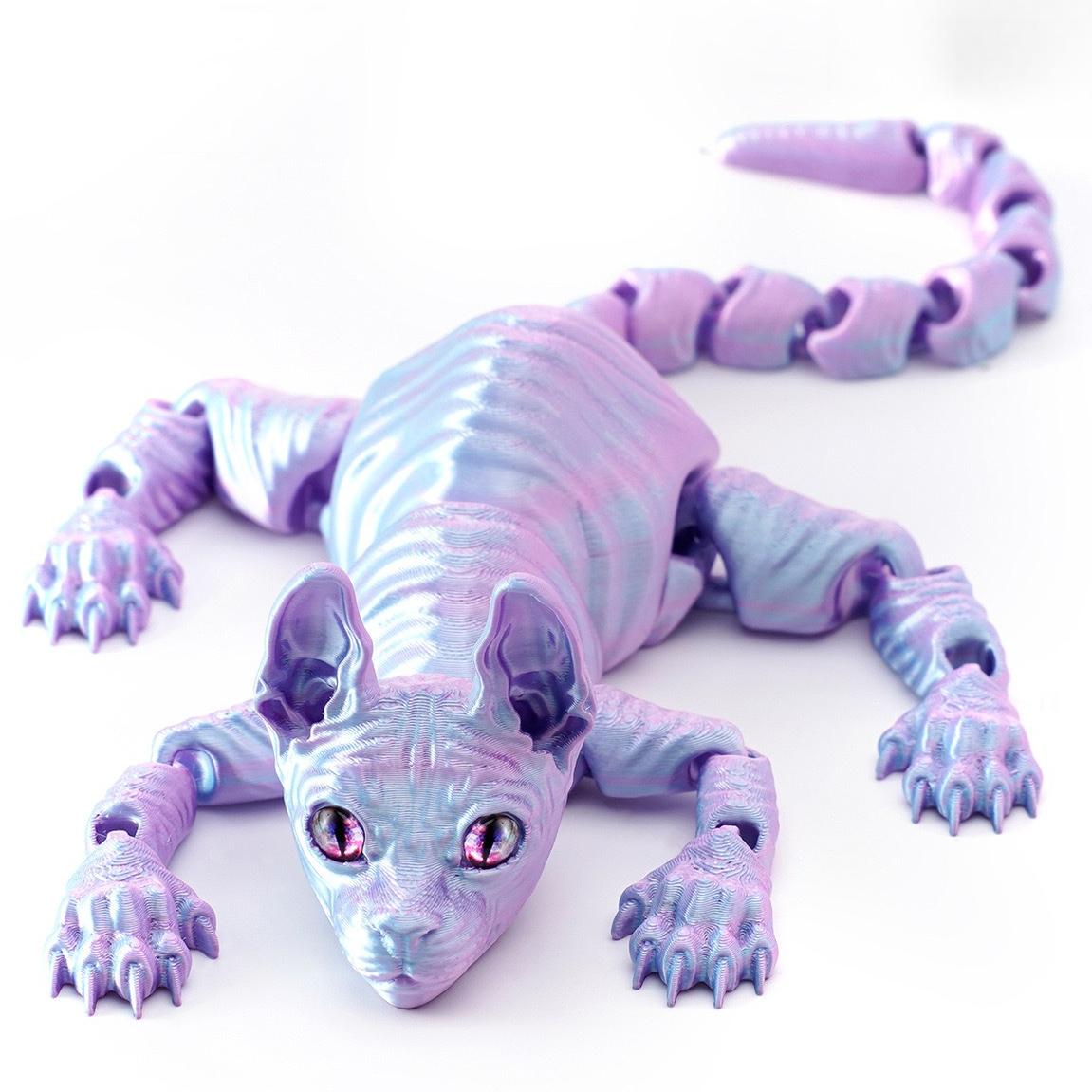 

3D-печатная кошка сфинкс, игрушка-животное, реалистичная бесшерстная фигурка, подвижная кошка, игрушка-непоседа для любителя кошек, коллекционера, украшение для дома 22CM