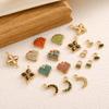 3PCS/LOT CARLIDANA Colorful Enamel Charms Gold Plated Stainless Steel Heart Moon Flower Zircon Pendants DIY Jewelry Making