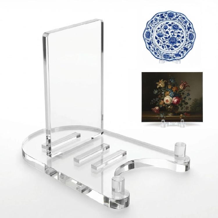 2Pcs Clear Acrylic Stand Adjustable Desktop Book Display Stand for Display Decorative Plates Album Artwork Picture Frame