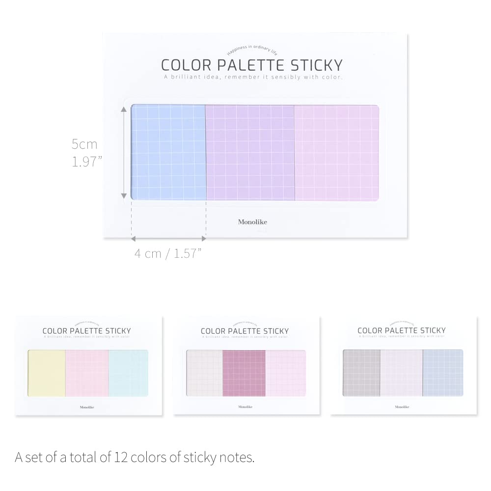Monolike Color Palette Sticky Grid 300 B Set 4p 30 Sheets Per Adhesive Memo - Design,