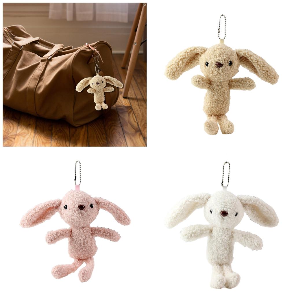 Plush Big Ear Rabbit Keychain Lovely Decorations Keyring Ornament Backpack Handbag Charm Pendant Gift for Girls Women