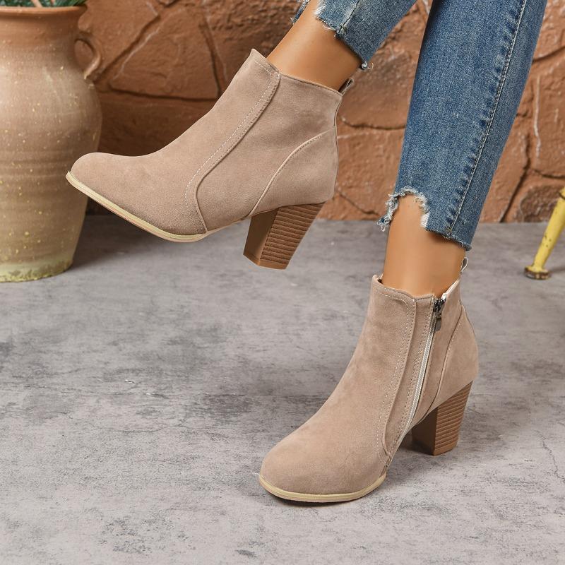 Fall/Winter 2025 British Block Heel Booties Women High Heel High Heel Women Single Boots
