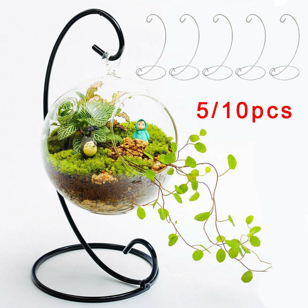 Household 23CM Iron Holder Hanging Candlestick Glass Ball Basket Light Lantern Stand Small Objects Decoration Home Decor Parts