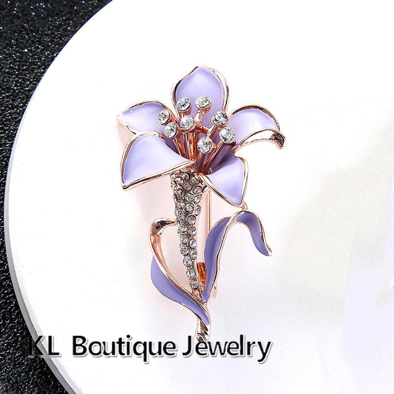Women Brooch Romantic Crystal Flower Lapel  Accessories Carnation Botany  Gifts Jewelry