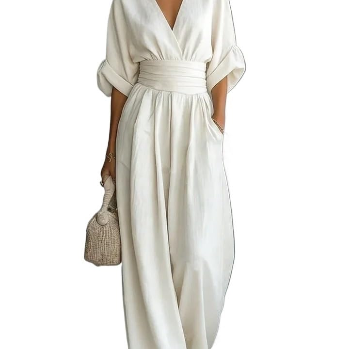 Elegant Waisted V-neck Women’s Jumpsuit