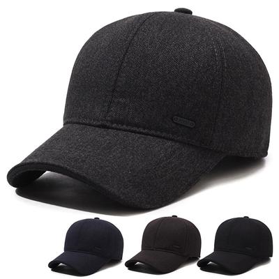 Casquette de baseball épaisse et chaude en laine pour homme, chapeau d'automne et d'hiver pour personnes d'âge moyen et âgées
