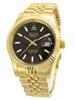 ELGIN Watch with Gold Strap and Black Dial Men's FK1422G-B