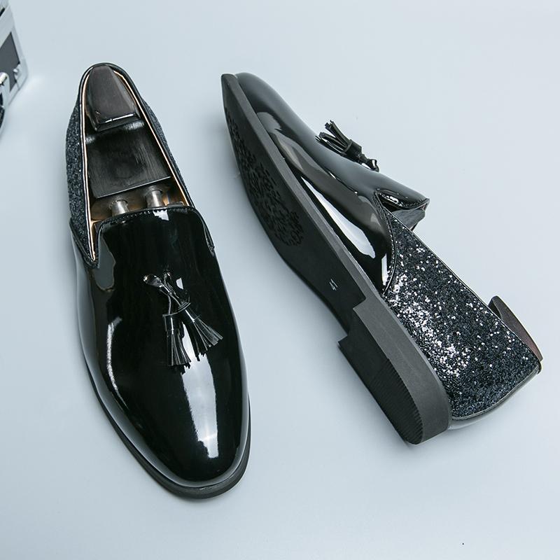 FashionLuxury Brand Men's Loafers Golden High-end Banquet Dress Shoes Fashionable Tassels Men's Business Shoes Pointed Toe