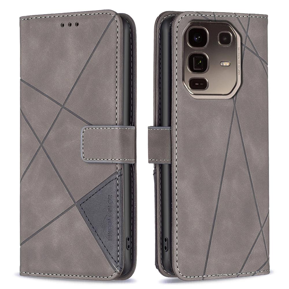 BINFEN COLOR For Infinix Note 50 Pro+ 5G Phone Case Wallet Stand Geometry Imprinted Leather Cover