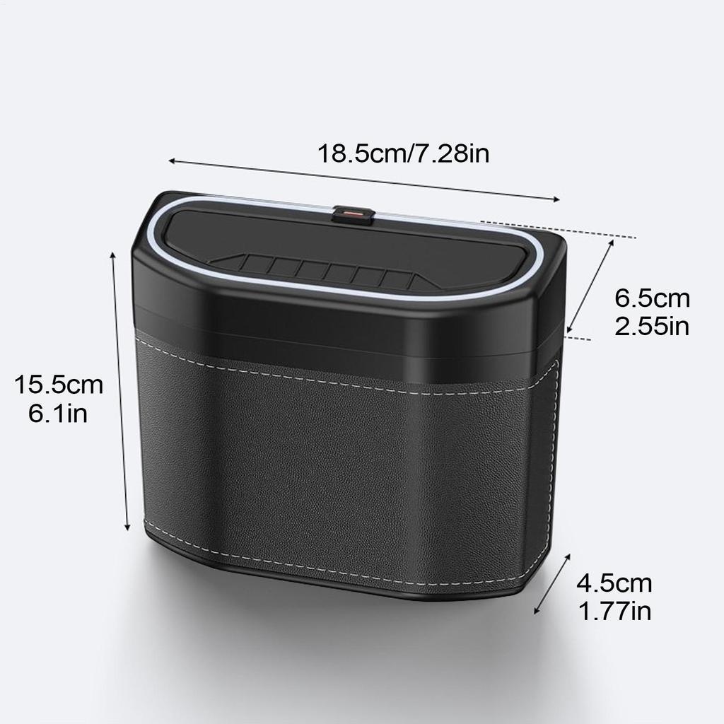 Car Trash Bin Automotive Dustbin with Touch Light Smell-Proof Waste Storage Can for Vehicle RVs Minivans Pick-ups Trucks Boats