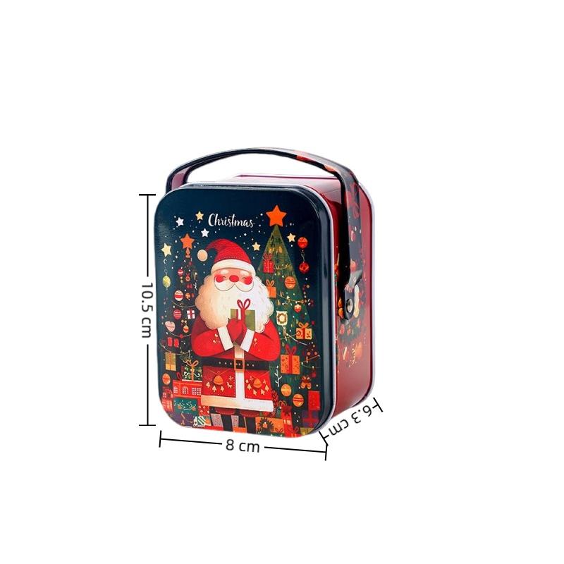 1Pc Tinplate Christmas Tin Box Diy Gift Handbags Biscuit Can Christmas Storage Box Kids Gift Candy Box Biscuit Can