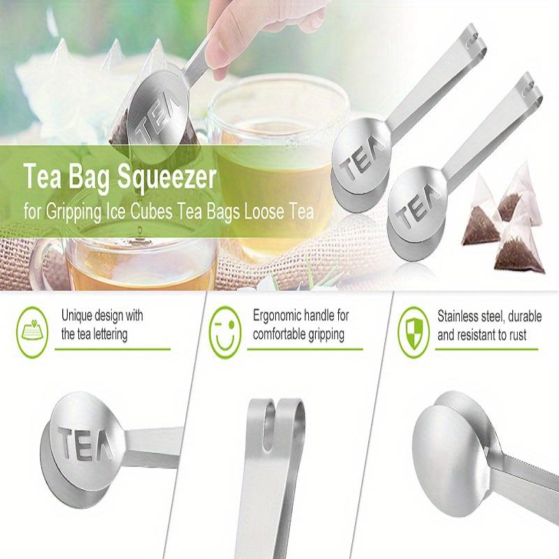 Het försäljning 1 st Tepåsepress Rostfritt Stål Tång Silver Sil Klämma Sked För Löst Te Grepp Isbit
