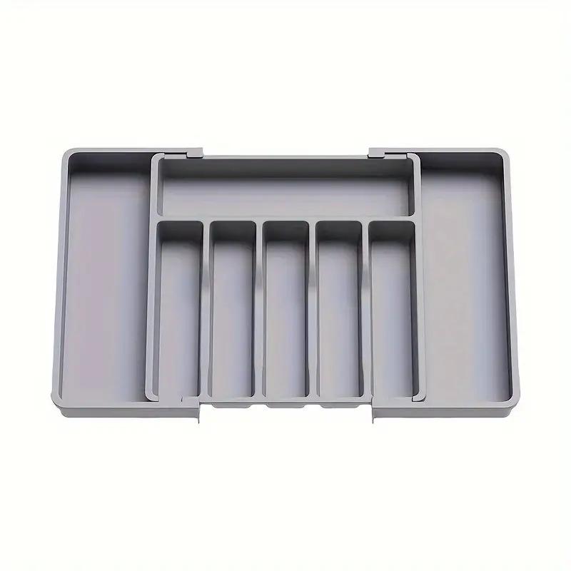 New Popular Adjustable Cutlery Organizer - Upgraded Plastic Storage Tray with Dividers Fork and Knife Drawer Organizer
