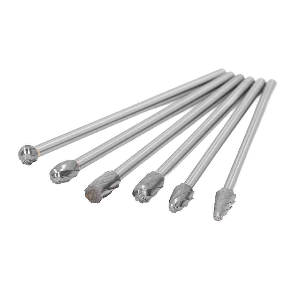6pcs Carbide Burrs Set Lengthen Tungsten Steel Solid Rotate Cylinder Head Porting Kit for