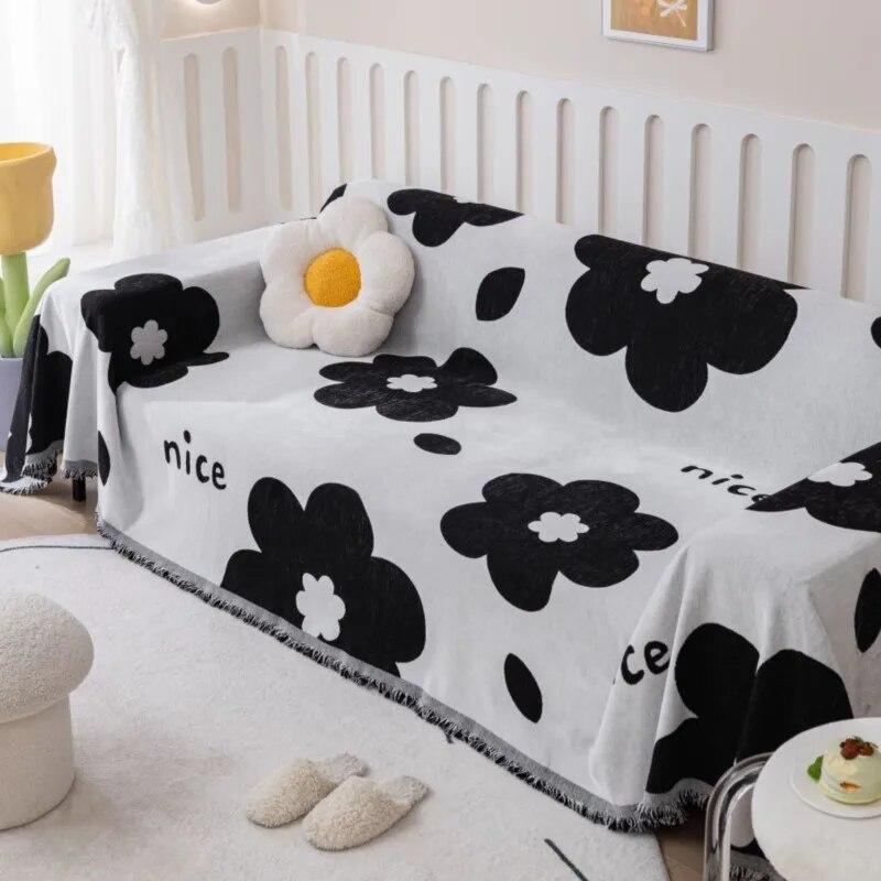 Throw Blanket Living Room Three Seats Sofa Position  Modern Throw Camping Picnic Blanket  Plum Blossom Sofa Cover Mat