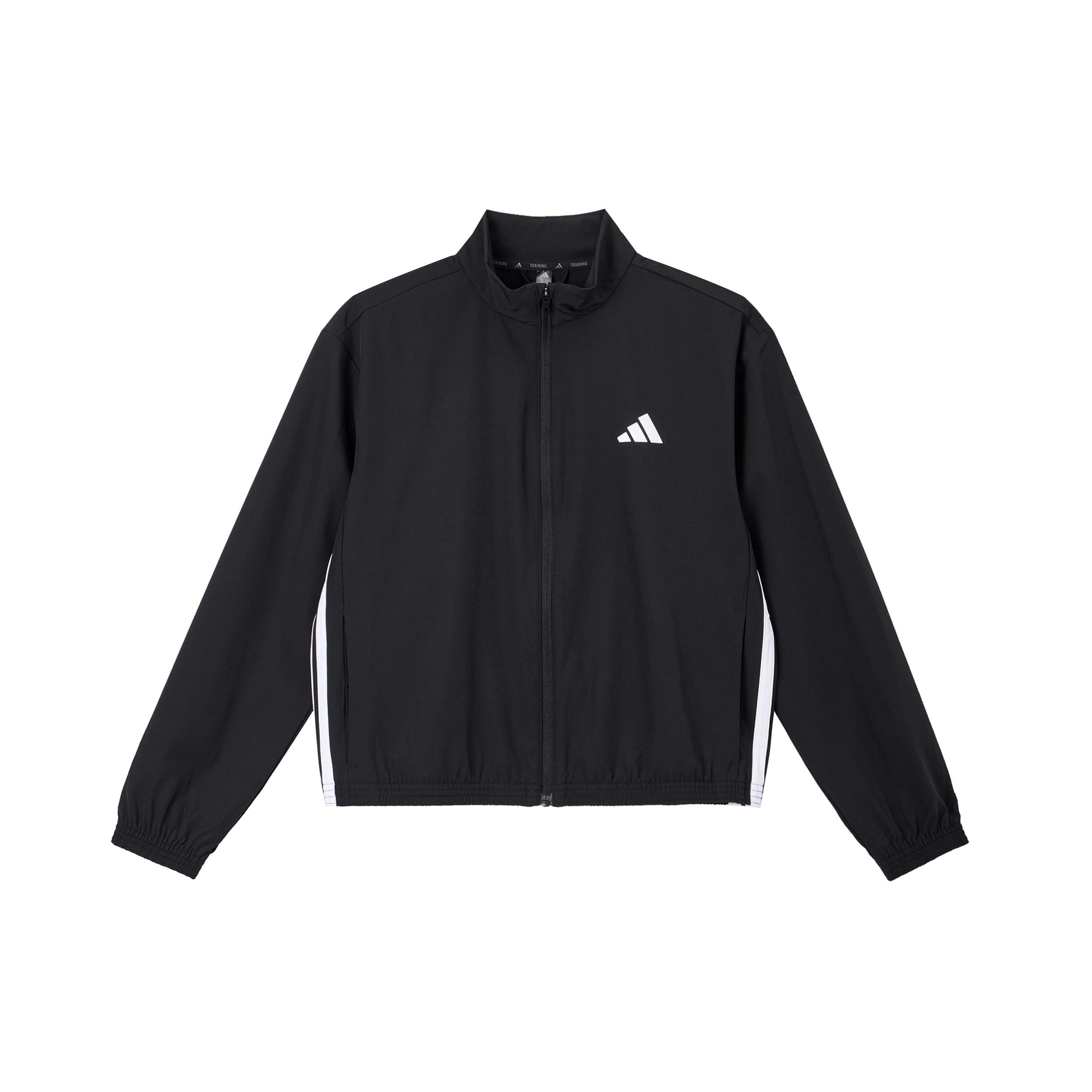 (WMNS) adidas Train Essentials 3-Stripes Woven Warm-Up Jacket Asia Sizing Black White Women s JD6539 M