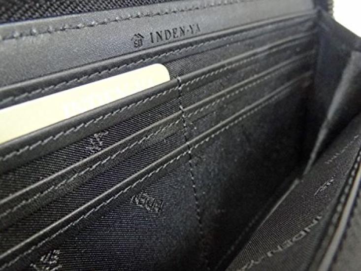 Inden 2317 Bundle F Black Deerskin X Pink Lacquer Clematis Pattern 10cm X 19cm X 2cm Round Zipper Long Wallet [Indenya]