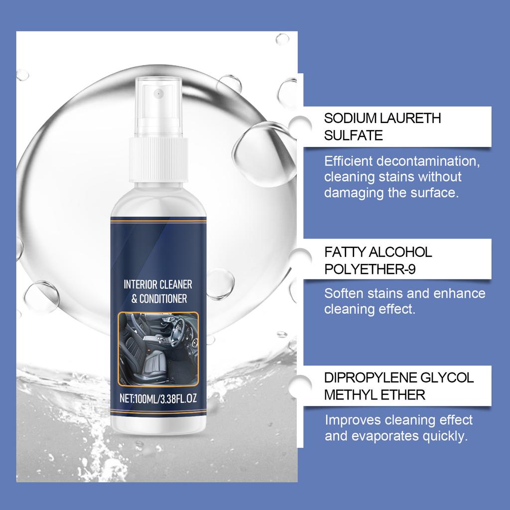 Car Interior Cleaner Upholstered Seats, Instrument Panels, Convenient Stain Removal Foam Cleaner For Cars 100ml