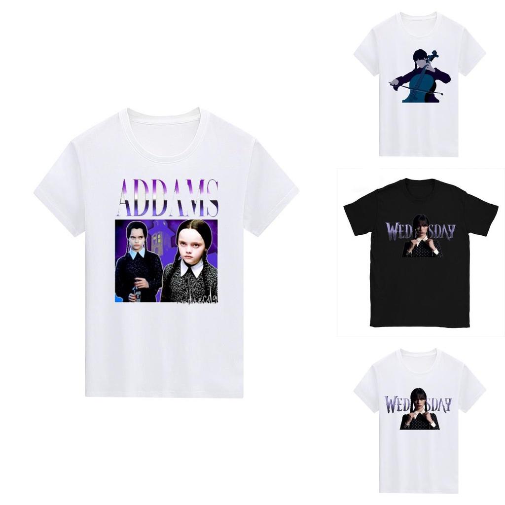 La Famiglia Addams Mercoledì T-shirt Unisex Top Stiloso Morbido Traspirante Comodo
