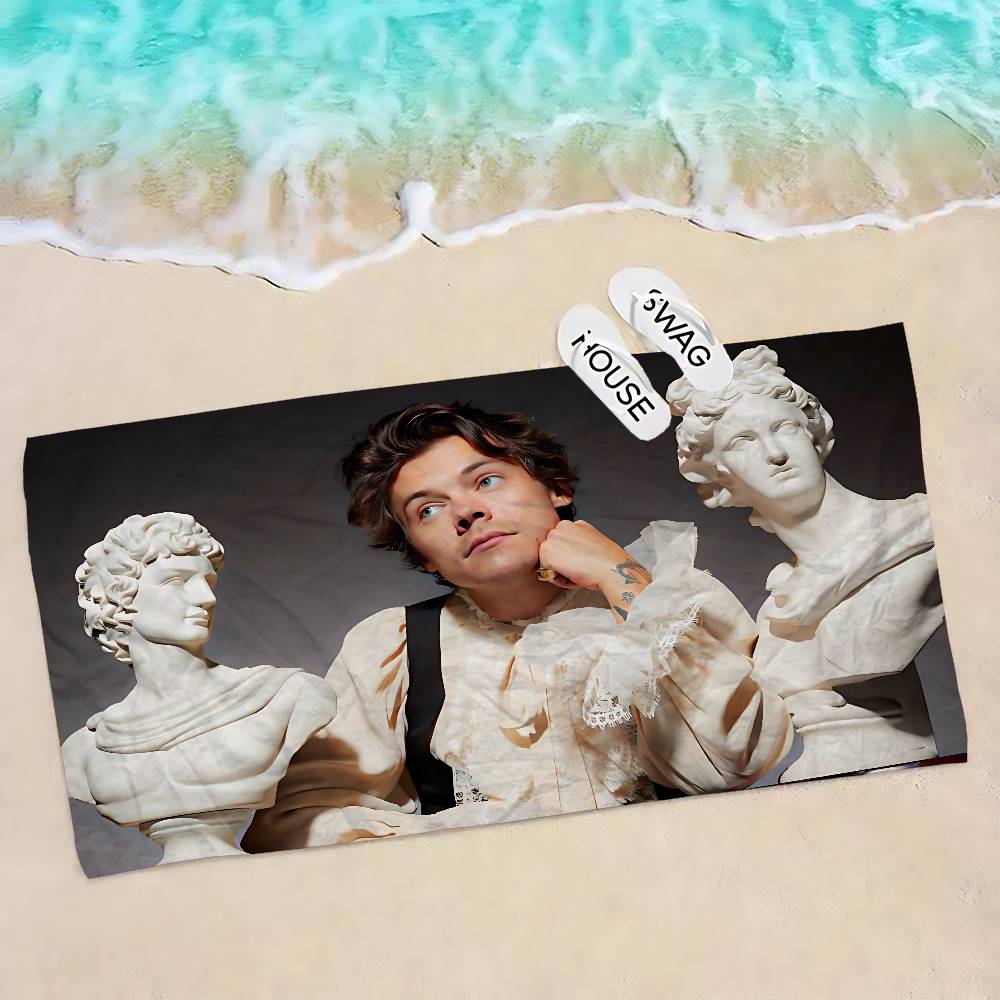 Ručník Singer H-Harry Styles Plážový ručník Barevné osušky pro dívky Mikrovlákno Rychleschnoucí Bez písku Pláž Joga Lázně Posilovna Bazén