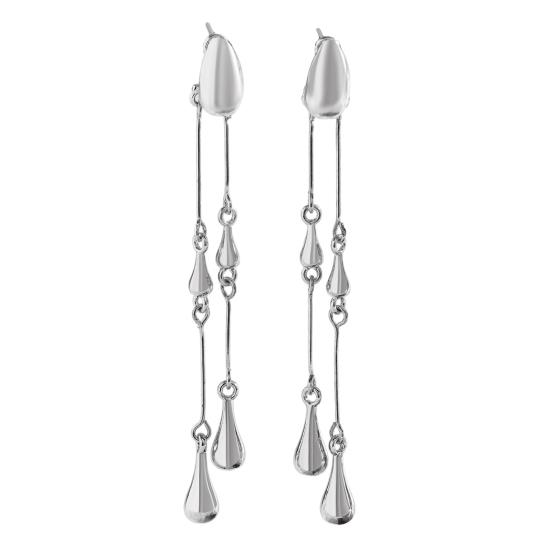 

1 Pair Long Earrings Water Drop Tassel Lightweight Flexible Chain Women Earrings Lengthening Design Lightweight Daily Wear Earrings срібний